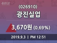 광진실업 주가(026910)정보 3일 현재 3670원 거래