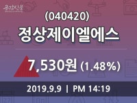 정상제이엘에스 주가(040420)정보 9일 현재 7530원 거래
