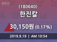한진칼 주가(180640)및 증권시세  및 종목동정과 증시정보, 19일 오늘거래가 30150원 거래