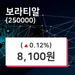 보라티알 주가(250000)및 증권시세  외 주식시황.... 19일 현재 8100원 형성