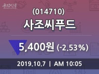 사조씨푸드 주가(014710)증권투자정보 7일 오늘 가격 5400원 거래
