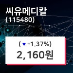 씨유메디칼 주가정보 및 증권정보와 종목동정 14일 오늘거래가 2160원 거래