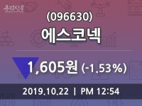 에스코넥주가(096630) 10월 22일 오늘 가격 1605원, 종목 그래프  및 종목관련 동향정보..
