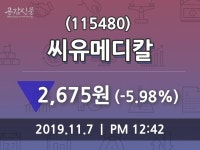 11월 7일 씨유메디칼 증권그래프 -5.98% 변화