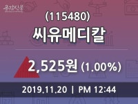 11월 20일 씨유메디칼(115480) 증권투자정보 1.00% 변동해..
