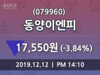 동양이엔피 주가오늘시세 외 매매동향.., 12일 오늘 가격 17550원