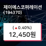 12월 26일 제이에스코퍼레이션주식시황 0.40% 변동