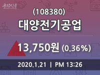 대양전기공업, 21일 0.36%변화