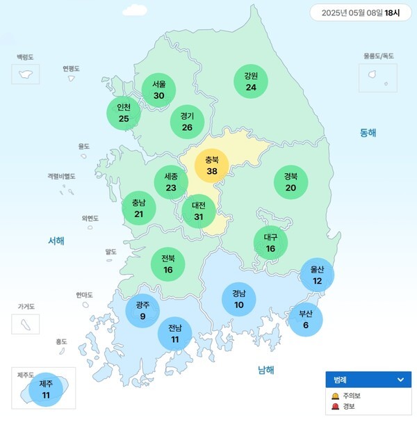 수도권과 강원, 체감온도 35도까지 오르며 무더위 계속, 폭염특보 발령