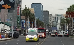 항만119센터, 소방차 길터주기 훈련 실시