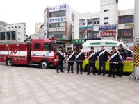 항만119센터, 지역주민 동승 소방차 길터주기 훈련 실시