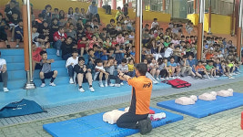 항만119센터, 일도초등학교 합동 소방훈련 실시