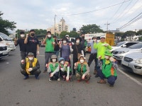 용담1동자율방재단, 소공원 풀베기 등 환경정비 실시