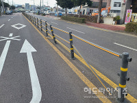 제주, 파손되고 기울어진 중앙분리대...운전자들 아슬아슬