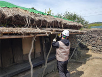 제주역사문화재돌봄센터, 강풍대비 문화재 풍채 결박 작업