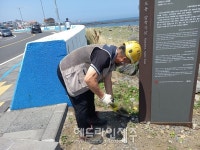 제주자연문화재돌봄센터, 향토유산 내도동 알작지왓서 문화재 돌봄 활동