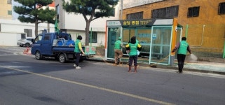 삼양동, 코로나19 방역 및 버스승차대 환경정비 실시