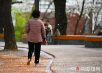 [포토] 벚꽃비 맞으며 맨발로 힐링