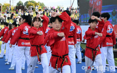 [포토] 한반도 통일기원 태권도 퍼포먼스