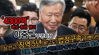 [뉴스웨이TV]‘횡령·배임’ 이중근 부영 회장, 징역 5년·벌금 1억 법정구속 면해