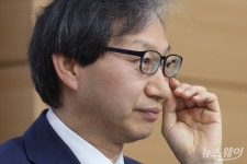 [NW포토]안경 고쳐쓰는 김성주 국민연금관리공단 이사장