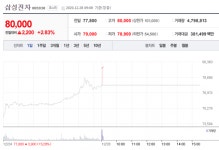 [특징주]삼성전자, 사상 첫 8만원선 터치