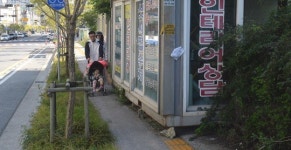 인도 가로막은 불법 컨테이너