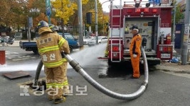 울산 중부소방서 유곡 119안전센터, 소방용수 점령훈련 실시