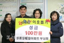 울산 동구 서부동 성원상떼빌아파트 부녀회, 어려운 이웃에게 전달해달라며 성금 100만원 전달