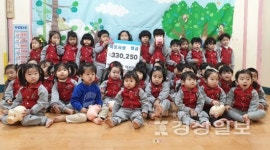 울산 북구 키즈레몬어린이집(원장 이은미), 울산시각장애인 쉼터에 원생들 모금한 성금 전달