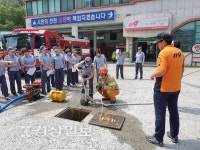 울산 온산소방서 온양119안전센터, 수방장비 조작 훈련 실시