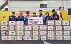 송학·울산·황룡MJF라이온스클럽, 시가 100만원 상당의 라면 33박스 전달
