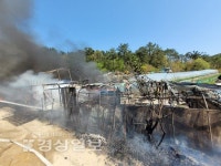 울산 동구 동부동 비닐하우스서 불, 인근 야산으로 번져 33㎡ 태워