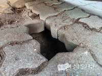 구멍난 보도블록에 붕괴위험 담장까지…위험천만 보행로