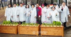 유성구 온천2동 주민센터, 무단투기 상습지역에 꽃화분 조성