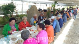 청주시 강서2동 까치골 농장, 노인 점심 대접