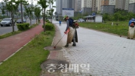 홍성군, 신도시 내 보행자도로 예초작업