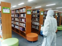 청주오창호수도서관, 방역소독 실시