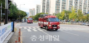 계룡소방서, 소방차 길 터주기 훈련