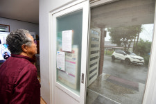 집중호우로 마을 회관으로 대피한 주민들