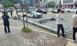 초등생 놀이기구서 추락, 통근차 카메라 기둥 충돌