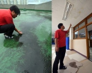 [현장르포] 비만 오면 물새는 노후 학교, 위엔 고이고 밑엔 새고