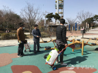 오산시 환경사업소, 맑음터 공원 방역 실시