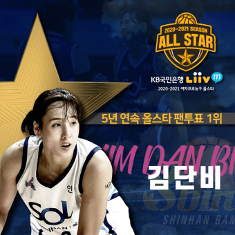 인천 신한은행 김단비, 여자프로농구 5년 연속 올스타 팬 투표 1위