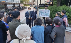 시장이 떴다!…김종천 과천시장, 별양상가로 일대 보행환경 개선공사 현장 찾아 시민들과 대화