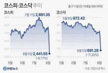 미국발 공포 증시 덮쳤다… 코스피 2400선·코스닥 600선 대폭락