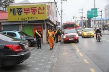 옥천소방서, 소방차 통행로 확보 훈련