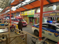 청주서부소방서, 원마루시장 소방통로 확보훈련