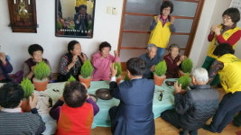 남일면 자원봉사대 경로당 방문 원예치료 봉사 호응