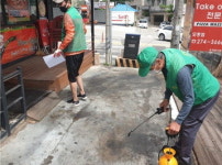 청주 모충동자율방역단, 서원대 상가 주변 방역